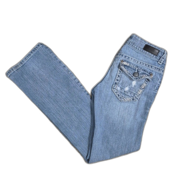 Daytrip Jeans 29 R Leo Bootcut Distressed Embroidered Back Flap Pockets - Picture 9 of 9